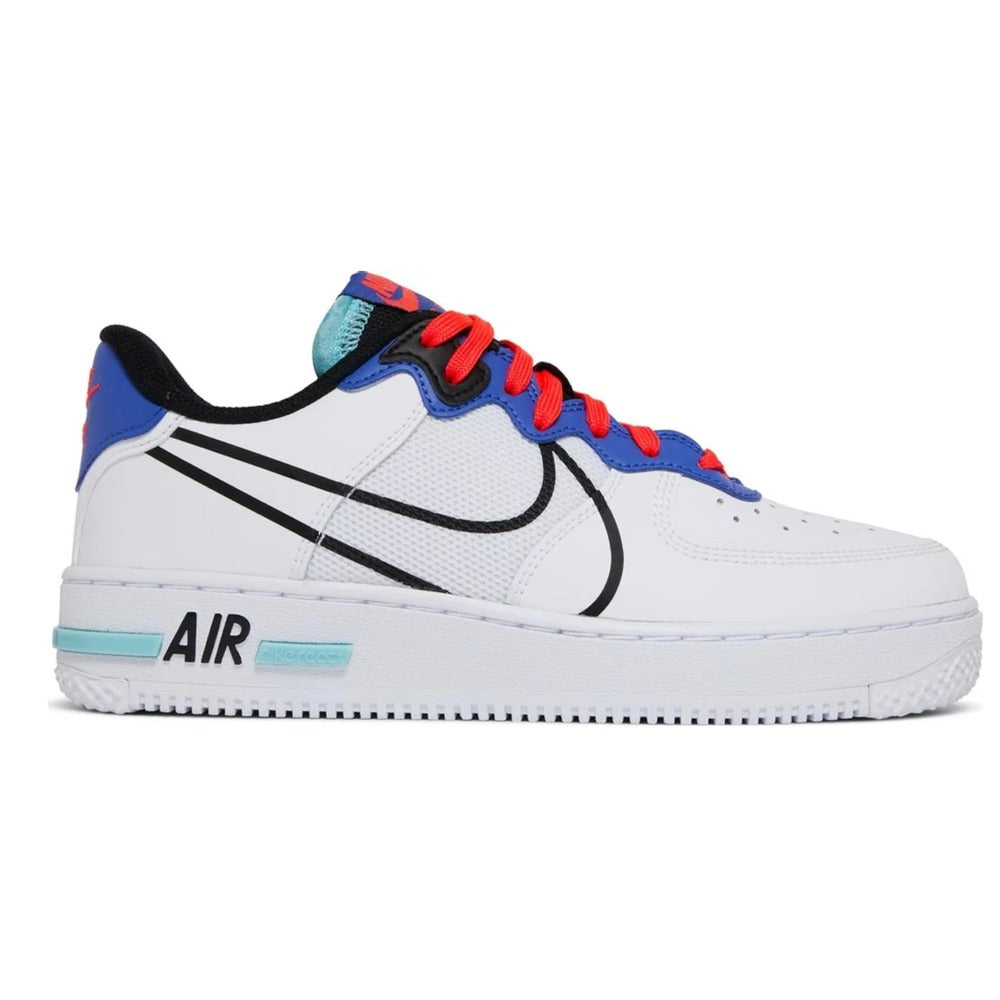 Nike Air Force 1 React White Astronomy Blue Laser Crimson