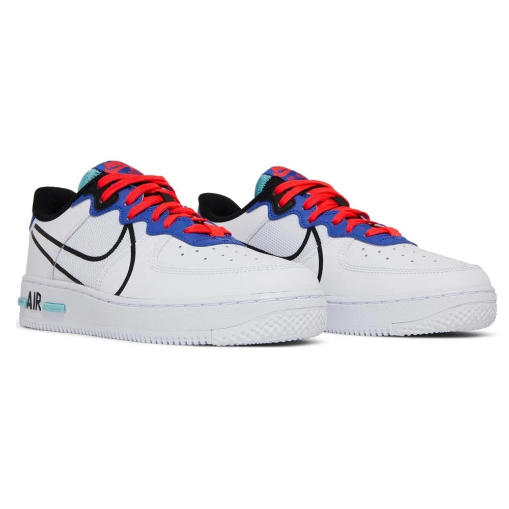 Nike Air Force 1 React White Astronomy Blue Laser Crimson
